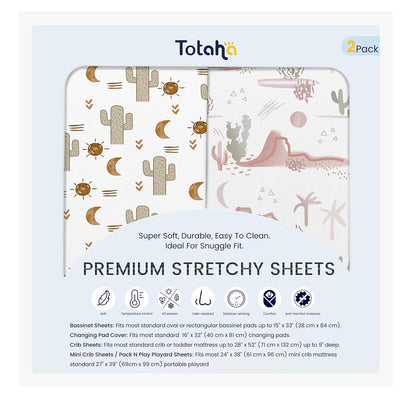 TotAha Premium Stretchy Bassinet Sheets for Baby Girl, Silky Comfort Cradle Sheets Fitted 18 x 36 for Oval, Rectangular, Hourglass Mattress, Hypoallergenic, Buttery Soft 2-Pack (Floral & Pale Pink)