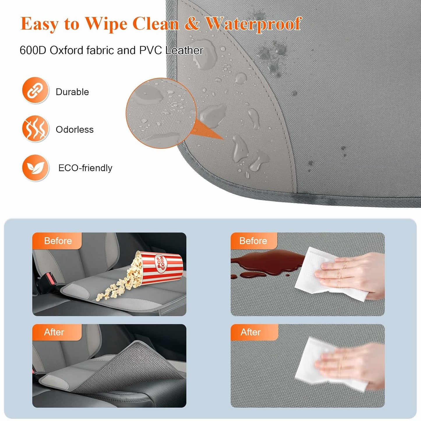 Car Seat Protector, Carseat Seat Protectors with Thick Padding and Upgraded Non-Slip Backing, Waterproof Seat Protector under Baby Car Seat, 600D Fabric Car Seat Covers with Storage Pockets for Baby