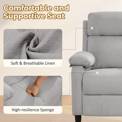 Korser Recliner Chair, 360 Swivel Rocker Chair for Adults, Small Rocking Recliner for Small Spaces, Upholstered Fabric Glider Recliner Nursery