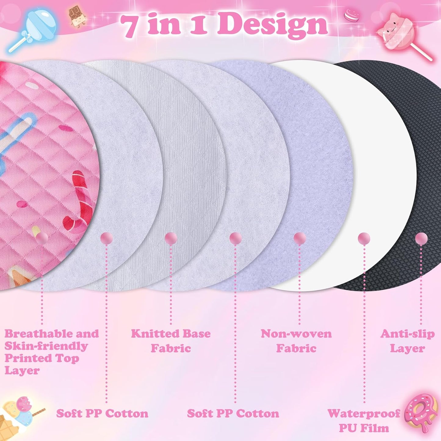 Babenest Car Seat Potty Protector Cover -Waterproof Carseat Training Liner for Baby &Toddler Shower Gift, Dry Piddle Pee Pad with Fun Designs for Strollers & Infant Car Seats (2pcs Pink)