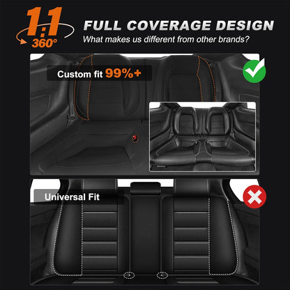 AOMSAZTO Seat Covers for Ford Mustang Coupe 2015 2016 2017 2018 2019 2020 2021 2022 2023 2024 2025 2026, Custom Fit Full Set Faux Leather (New Red)