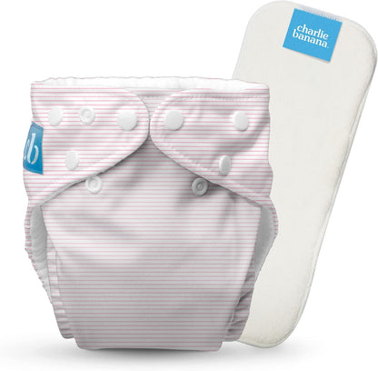 Charlie Banana Cloth Diapers, Reusable, Washable, Adjustable One Size Diaper, for Babies and Toddlers, with Absorbent Insert - Sweet Dreams on Grey, 1 Pack