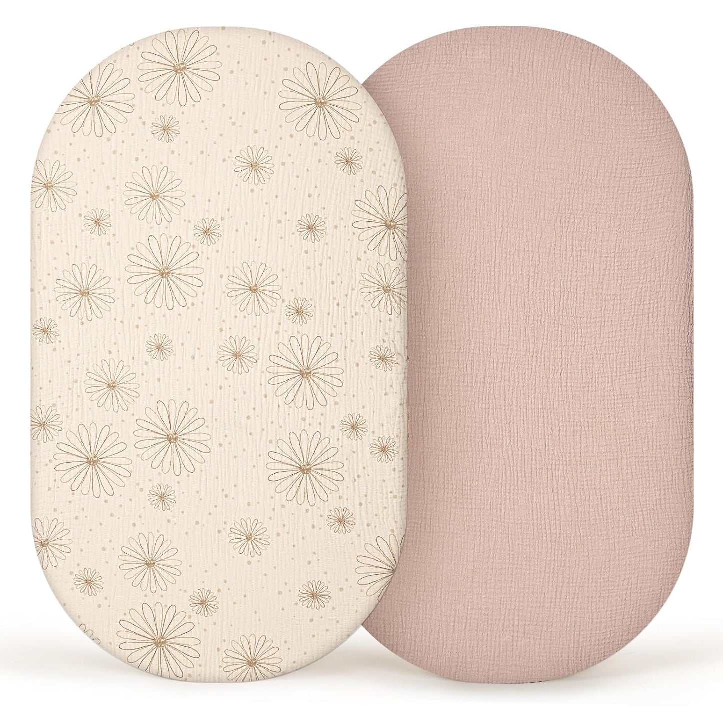 lulumoon Baby Bassinet Sheets Muslin: Cotton Bedside Bassinet Sheets Leaf for Boys - Fitted for Bedside Sleeper Mattress