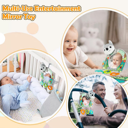 Lynncare Car Seat Toy, Baby Car Mirror Toy for Rear Facing, Travel Baby Activity Center with Hanging Engaging Toys for Infants Babies 0-6-12-18 Months Boy Girl