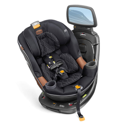 Chicco Fit360 Zip ClearTex Rotating Convertible Car Seat with Fit360 Mirror, 360 Degree Rotation for Rear-Facing and Forward-Facing Usage, Jet/Black