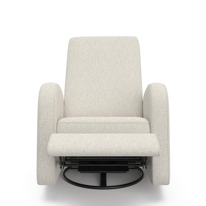 Storkcraft Santa Monica Power Recliner Swivel Glider (Dune Basketweave) – Effortless Electronic Power Recline, USB-A & USB-C Charger
