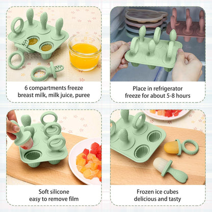 Silicone Toddlers Popsicle Molds with Sticks, 2Packs Mini Popsicles Molds for Baby Breastmilk Popsicle Molds for Teething Relief, Frozen Treats Maker Popsicle Maker Ice Pop Mold for Babies Kids