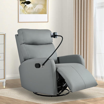 Power Swivel Rocker Recliner Chair for Nursery, Upholstered Glider Rocking Chair with Phone Holder,USB Ports, Small Recliners for Small Spaces Living Room, Bedroom