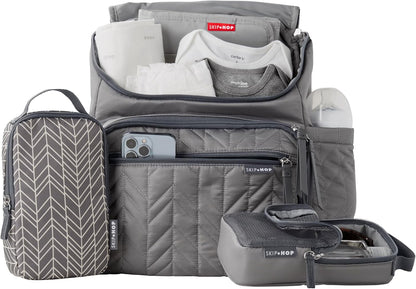 Skip Hop Diaper Bag Backpack: Forma, Multi-Function Baby Travel Bag with Changing Pad & Stroller Attachment, Jet Black