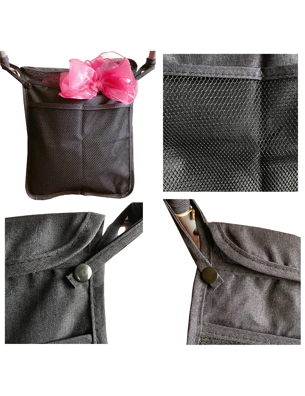 2 PCS PACK Umbrella Stroller Organizer, Black & Sky Blue, Holds water bottles, extra diapers wipes, toddler sweat shirt (Black+Sky Blue)