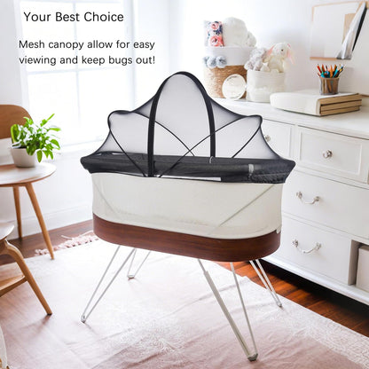 Akiky Portable Bassinet Bedside Sleeper Cover Semi-Sunshade Mosquito Net for Baby Infant Bed Sleeper Cover Mesh Net with Zip-up Window(Gray)