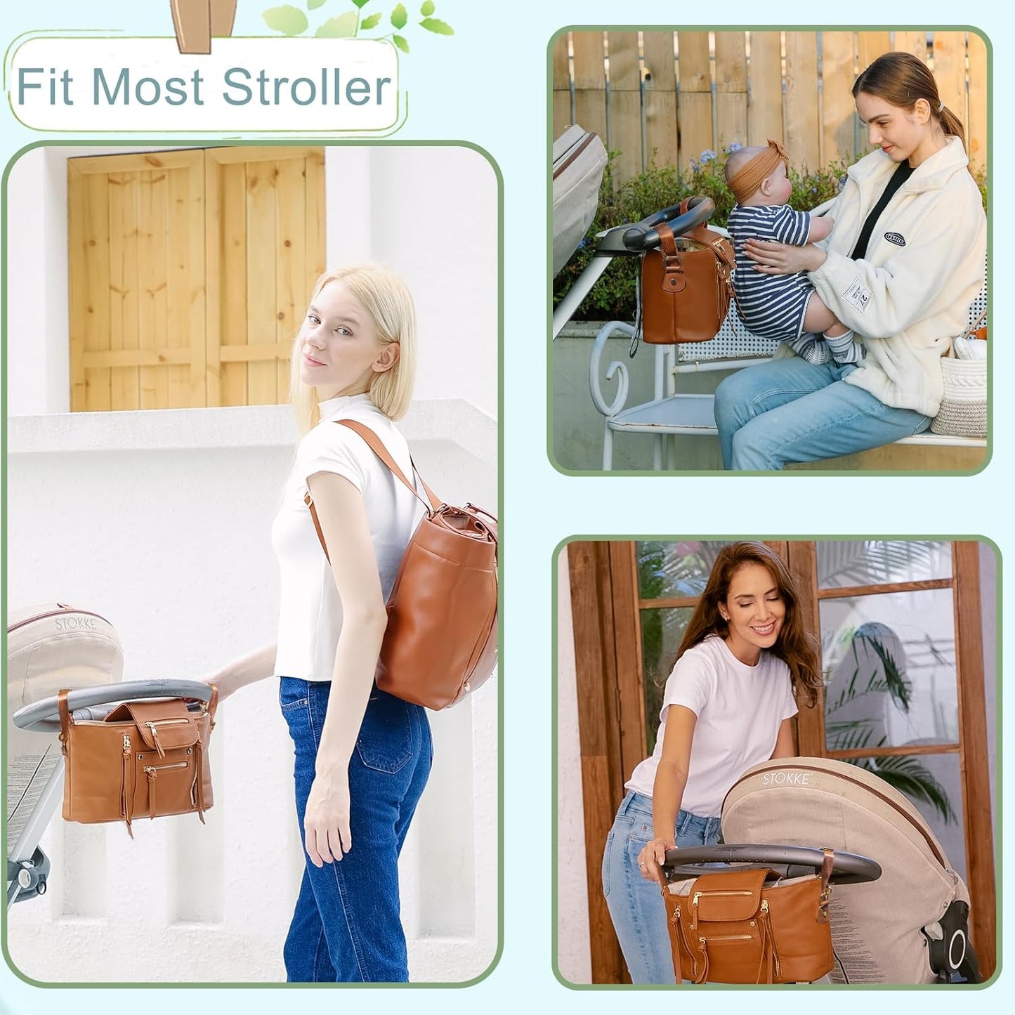 miss fong Universal Stroller Organizer with Insulated Cup Holder Stroller Caddy Baby Storage Bag with Adjustable Strap, Fits for like Uppababy, Baby Jogger, Britax, Umbrella