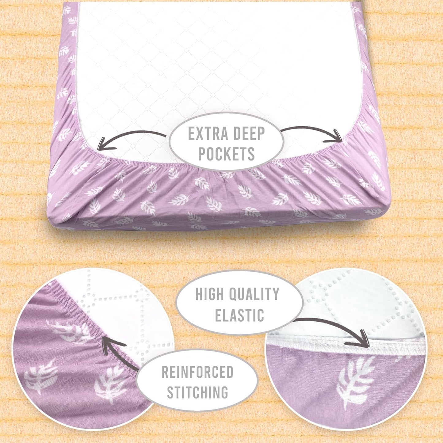 3-Pack Bedside Sleeper Bassinet Sheets | GOTS Certified Organic 100% Muslin Cotton | Ultra Soft & Breathable | 33×20×4” Fitted Sheets | Universal Fit 29–33” x 17–21” Pads