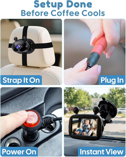 HD 1080P Day& Night Vision Car Seat Camera - Easy to Install 150° Wide Angle Baby Car Camera for Full Backseat View - Brightness Adjustment Monitor Fits Most Cars,SUVs,Trucks