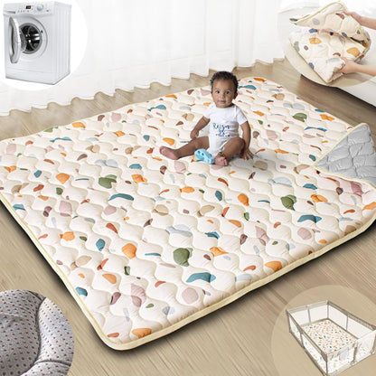 Baby Play Mat, 50x50 Playpen Mat with Super Soft Touch, Activity Mats with Upgraded Anti-Slip Bottom, Machine Washable Crawling Mats for Floor & Picnic (Animal Alphabets)