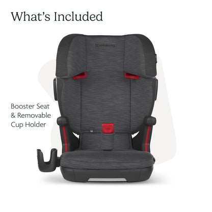 UPPAbaby Alta V2 High Back Booster Seat/Seven-Position, Active Support Headrest for Growing Children/SecureFit Integrated Belt Guide + Positioner/Cup Holder Included/Kavneer (Almond Mélange)