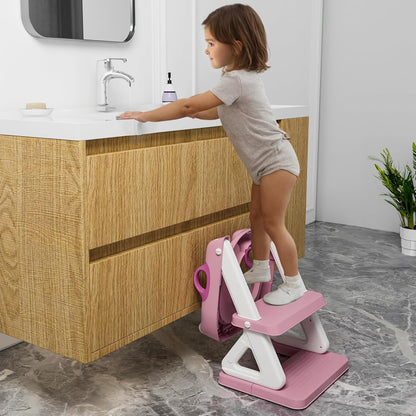 Potty Training Seat with Step Stool Ladder for Kids and Toddler,Wiifo Sturdy Potty Ladder with Soft Padded Cushion for Toddler Boys and Girls(Light Grey) 2025 New Version