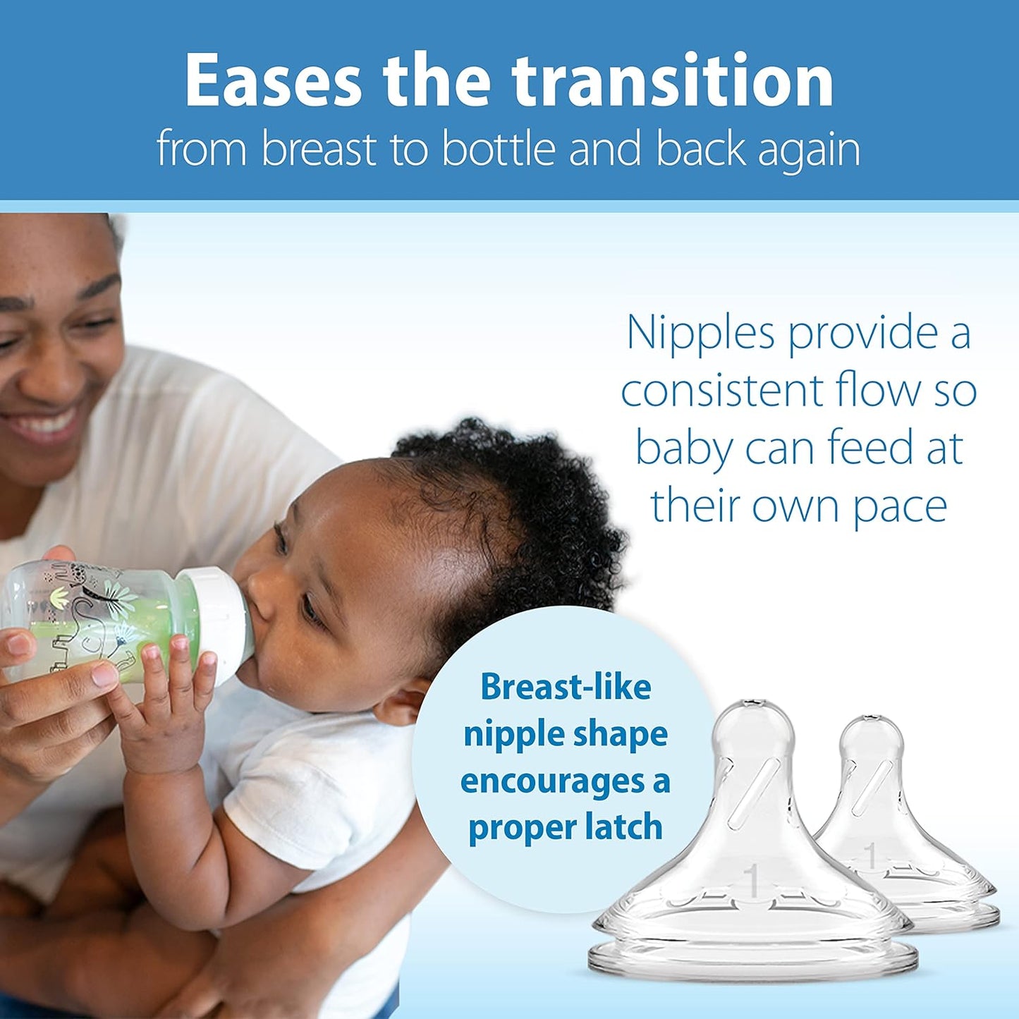 Dr. Brown's Anti-Colic Options + Wide-Neck Baby Bottle Designer Edition Dino Decos, 9oz/270mL, Level 1 Slow Flow Nipple, BPA-Free, 0m+, 2-Pack