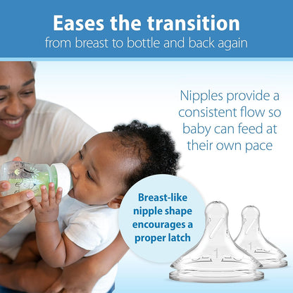Dr. Brown's Anti-Colic Options + Wide-Neck Baby Bottle Designer Edition Dino Decos, 9oz/270mL, Level 1 Slow Flow Nipple, BPA-Free, 0m+, 2-Pack