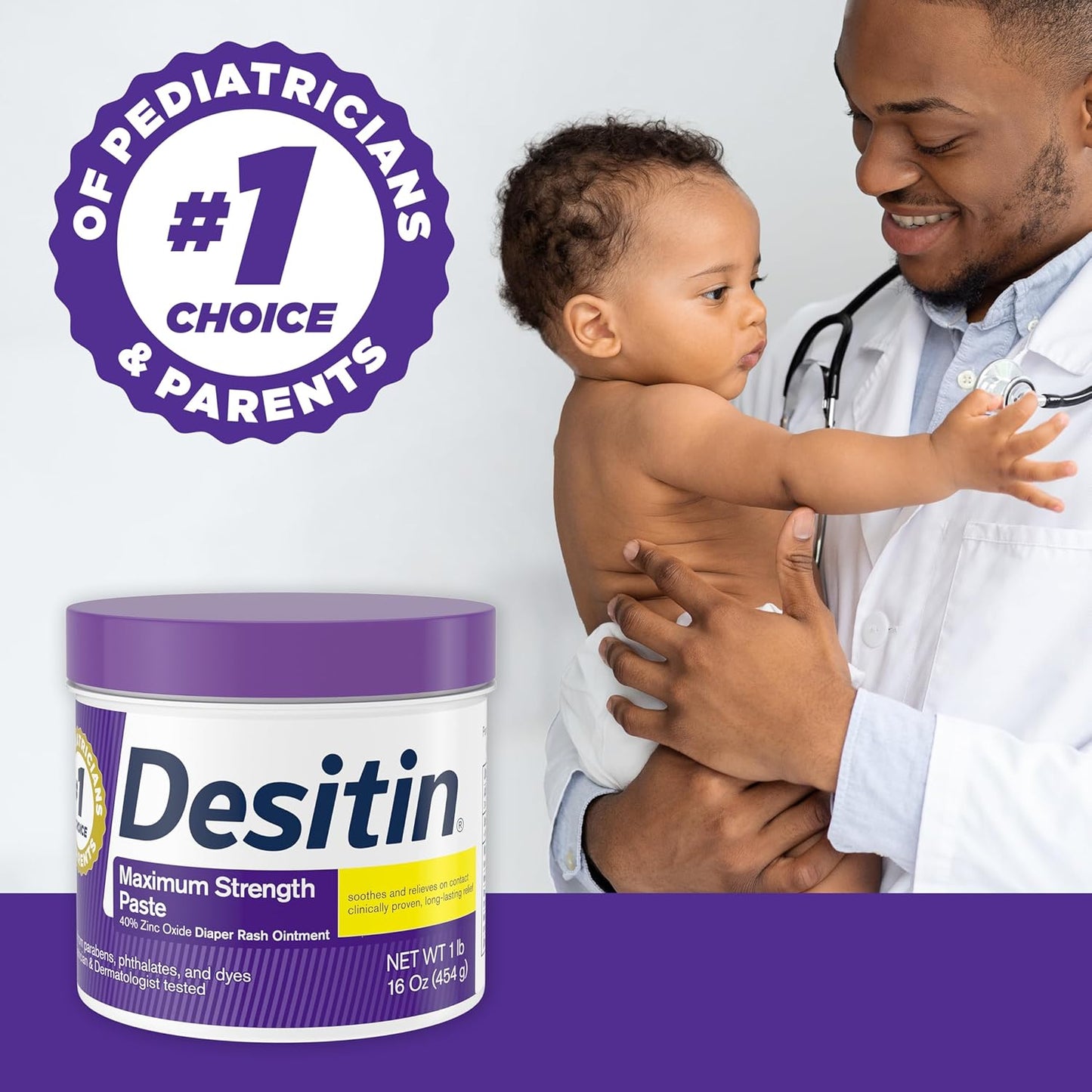 Desitin Maximum Strength Baby Diaper Rash Cream, 40% Zinc Oxide, Hypoallergenic No Added Parabens & Dyes, Protects & Relieves Baby’s Skin for Up to 12 Hours, Prevents Diaper Rash, 4.8 oz Tube