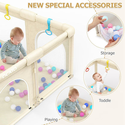 OCATO Baby Playpen Play Pen: Foldable Playpen for Babies and Toddlers Playard for Indoor Outdoor Activity Center Game Fence Safety Area Toddler Play Pen for Babies 6-12 Months Baby Gifts (50" × 50")