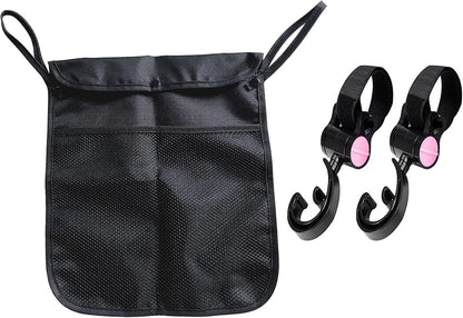 Baby Stroller Organizer,Black,Umbrella stroller organizer,Extra pockets to store snacks/wipes items,Holds water bottles, toddler sweat shirt etc (Black)