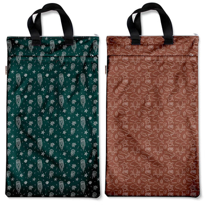 Mama Koala Reusable Hanging Wet Dry Bags for Baby Items, Cloth Diapers, Swimsuits, Travel, Gym Clothes, Beach, Pump Parts, Toiletries, Two Zippered Pockets, 2 Pack (W004L)
