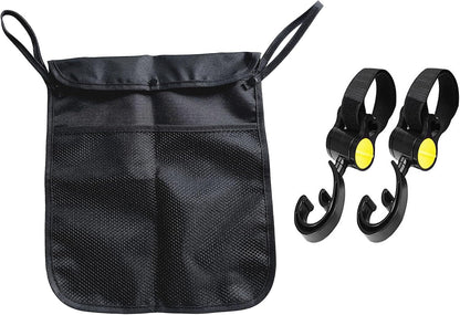 Baby Stroller Organizer,Black,Umbrella stroller organizer,Extra pockets to store snacks/wipes items,Holds water bottles, toddler sweat shirt etc (Black)