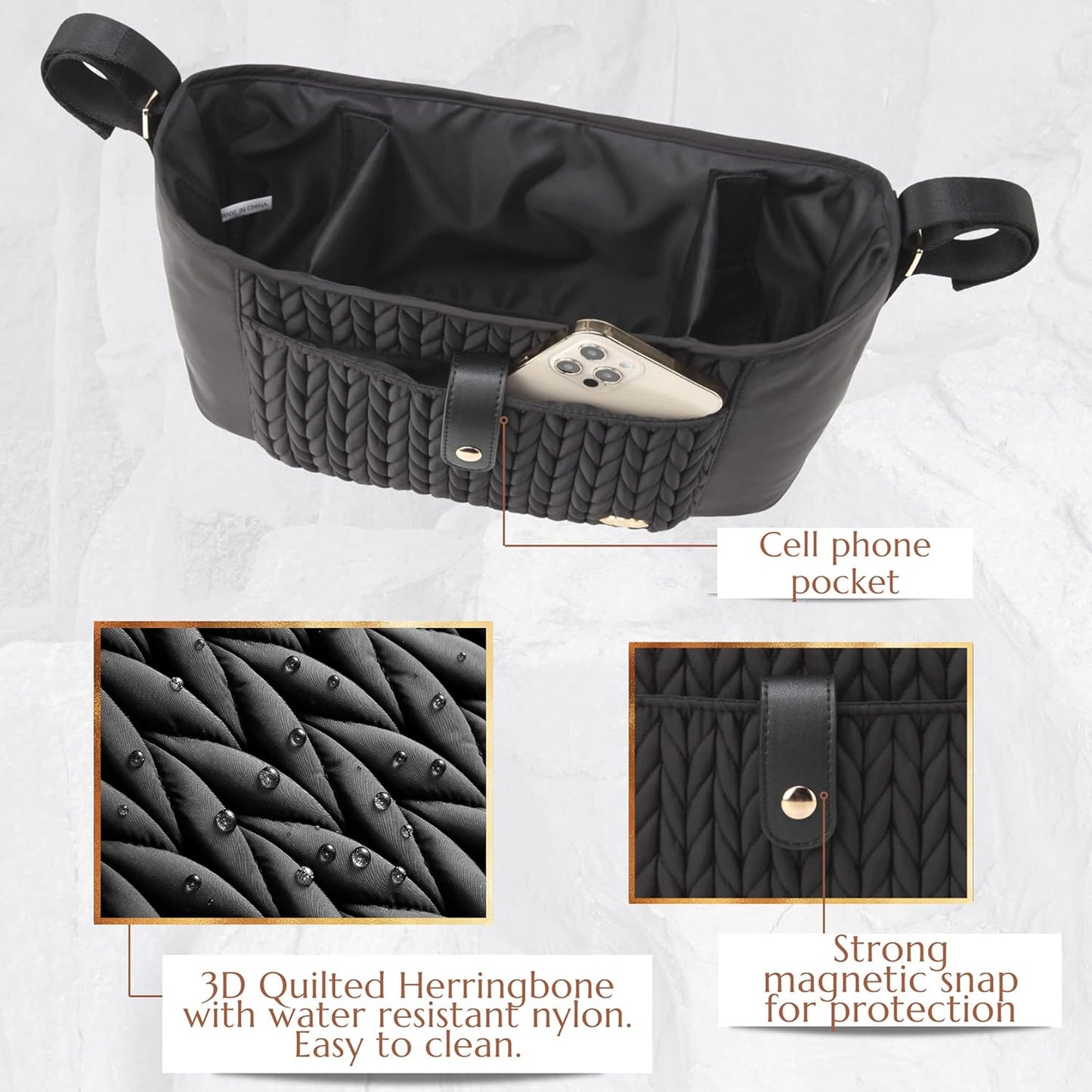 Universal Baby Stroller Organizer,Diaper Caddy Organizer with Adjustable Straps to Fits Nearly Any Strollers | Universal, Adjustable Straps