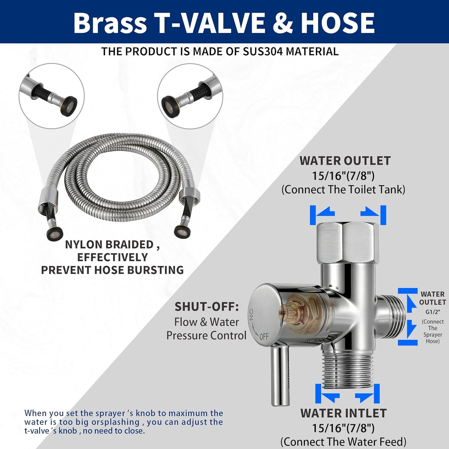 Brushed Gold Bidet Sprayer Head Only, Stainless Steel Brass Hand Bidet Sprayer with Adjustable Water Pressure Control for Baby Cloth Diaper & Bathroom & Pet Shower