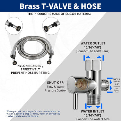 Brushed Gold Bidet Sprayer Head Only, Stainless Steel Brass Hand Bidet Sprayer with Adjustable Water Pressure Control for Baby Cloth Diaper & Bathroom & Pet Shower
