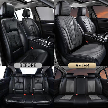 FLORICH Car Seat Covers, Brown Leather Seat Covers for Cars, Faux Nappa Leather Automotive Seat Protectors, Car Seat Cushions Universal Fit for Most Sedans SUVs Trucks - Brown