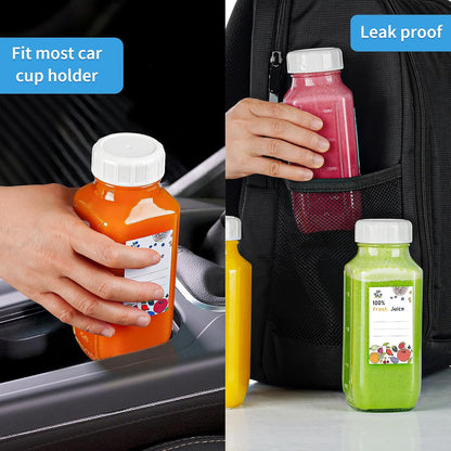 Syntic Glass Juice Bottles with Lids, 3 Pack Clear Glass Water Bottles w 2 Pour Spouts, 16 Oz Reusable Milk Jug w 100% Airtight Cap and Scale for Juicing Containers, Breast Milk Storage, Drinking Jar