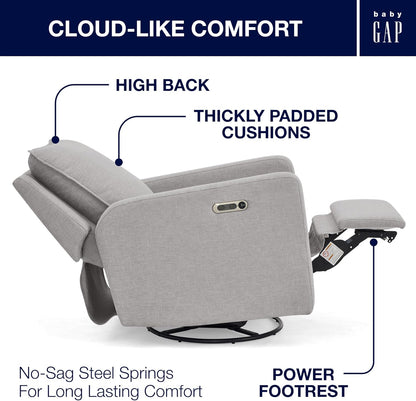 babyGap Harlowe Power Recliner with USB-A and Type-C Ports by Delta Children - Greenguard Gold Certified – Stain-Resistant Performance Fabric is Oeko-TEX Standard 100 Certified, Sand
