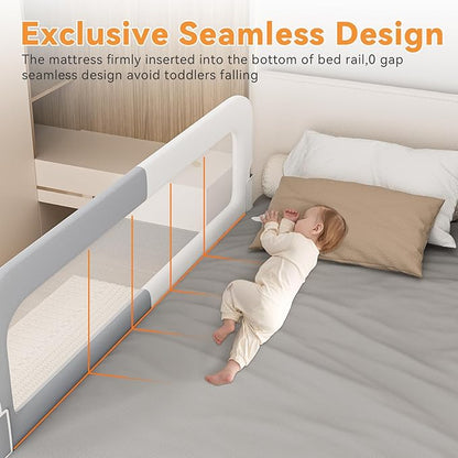 Bed Rail for Toddlers: Foldable & Stable - 78.74 x 78.74 x 59.06 Designed for Queen Size Beds - Bed Rail Guard with Steady U-Shape Base for Toddlers, Baby, Kids