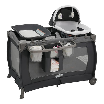 Pamo Babe Pack and Play with Bassinet Baby Playpen Foldable Playard with Changing Table Portable 4 in 1 Baby Playard
