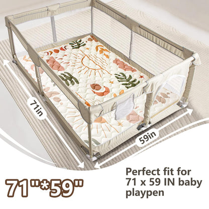 Baby Play Mat, 50x50 Playpen Mat with Super Soft Touch, Activity Mats with Upgraded Anti-Slip Bottom, Machine Washable Crawling Mats for Floor & Picnic (Animal Alphabets)