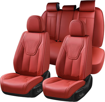 FLORICH Car Seat Covers, Brown Leather Seat Covers for Cars, Faux Nappa Leather Automotive Seat Protectors, Car Seat Cushions Universal Fit for Most Sedans SUVs Trucks - Brown