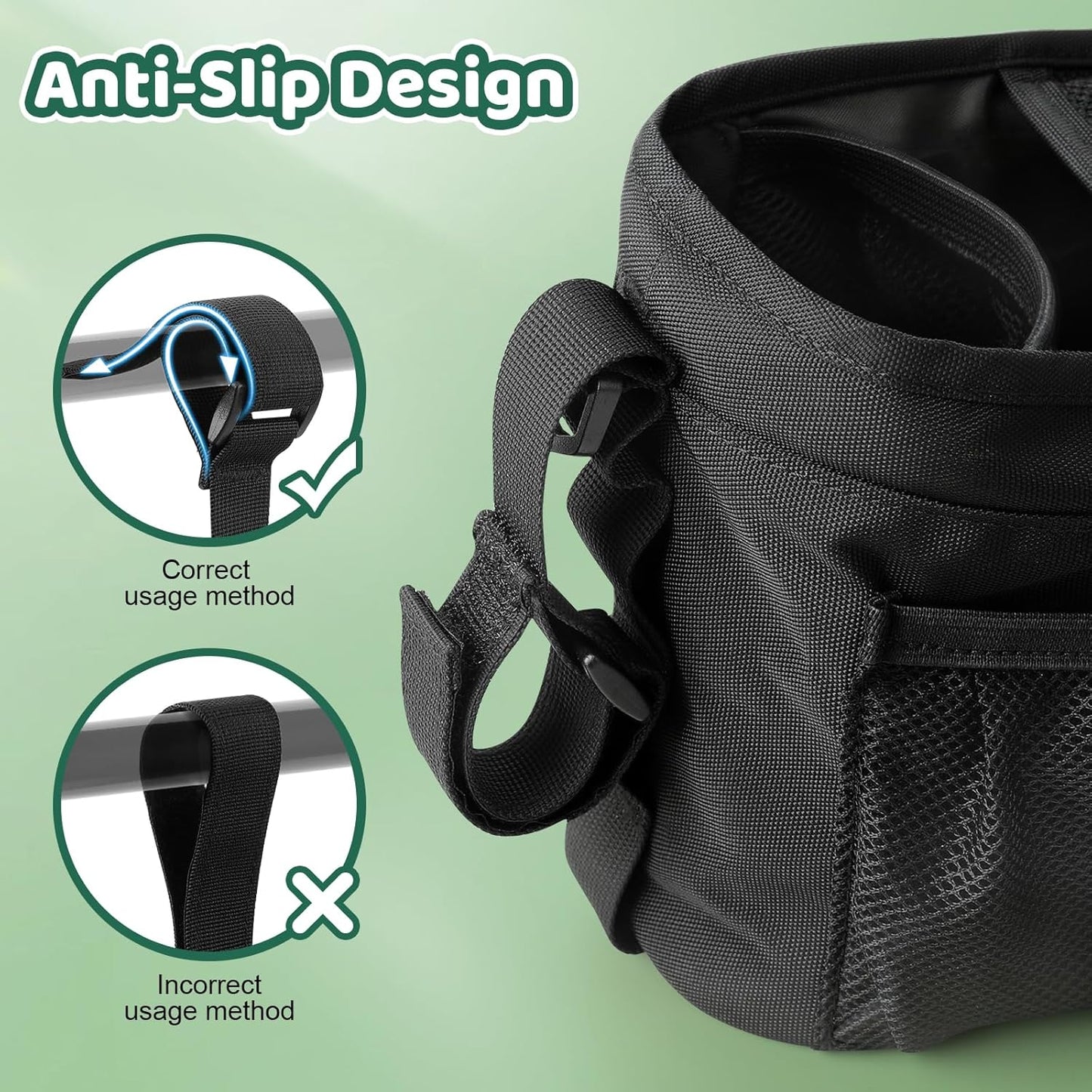 Guiseapue Universal Stroller Organizer with Cup Holder: Stroller Caddy Accessories with Detachable Phone Bag Fit for Uppababy, Non-Slip Straps, Walker Accessories, First Mothers Day Gifts for New Mom