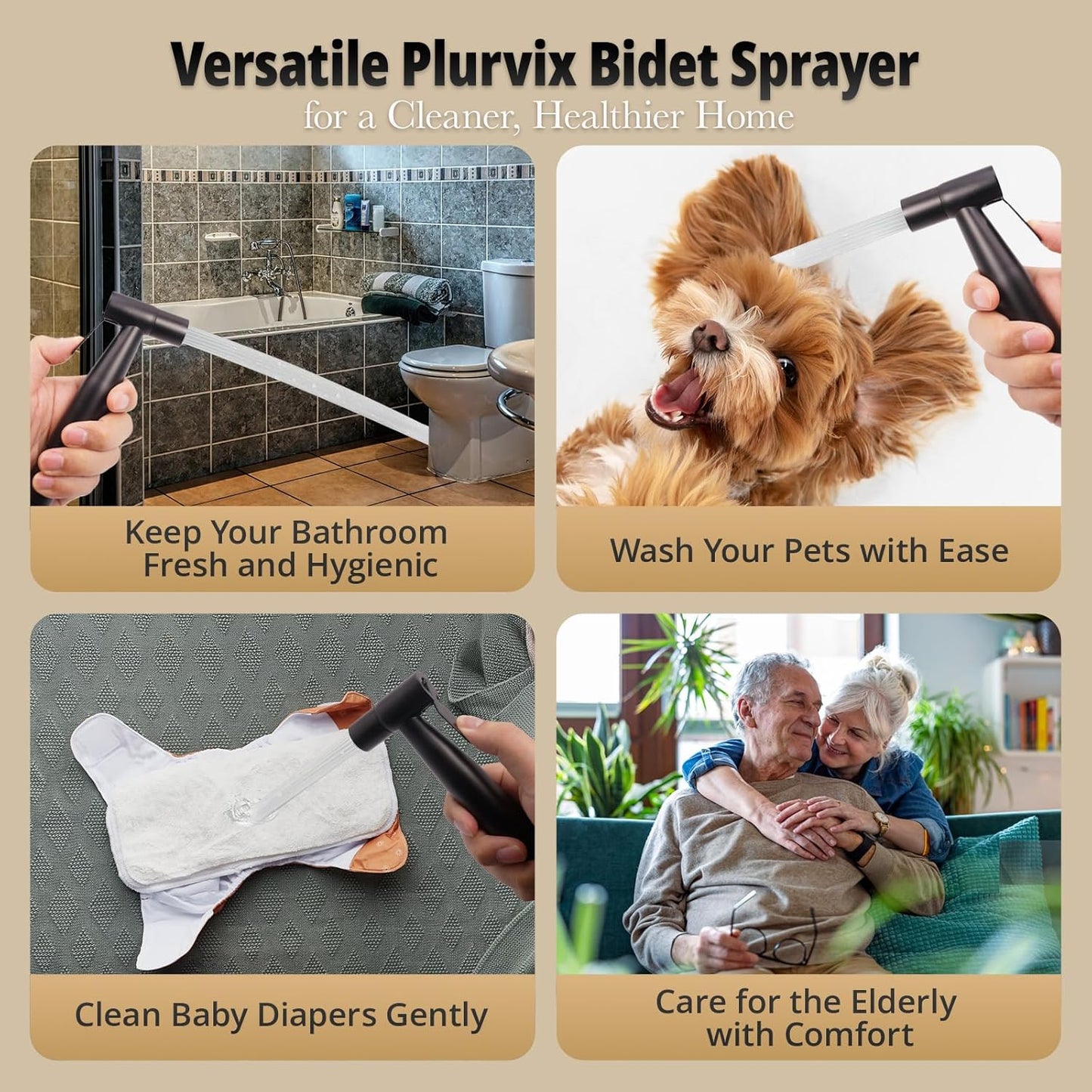Handheld Bidet Sprayer Kit for Toilet – 2 Sets, Adjustable Water Pressure, Stainless Steel Jet Spray Kit with Bidet Hose - Feminine Wash, Baby Cloth Diaper Cleaning, Muslim Shower
