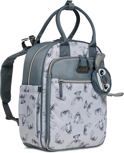 Disney Diaper Bag Backpack with Changing Pad Stich – 16” Nylon Baby Bag for Parents, Insulated Bottle Holders, Multiple Storage Pockets