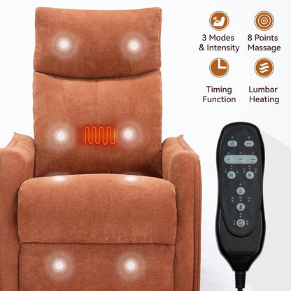 Swivel Rocker Recliner Chair for Adults, Nursery Rocking Chair with Heat and Massage, Glider Reclining Chair for Small Space Living Room Bedroom, Faux Leather Black