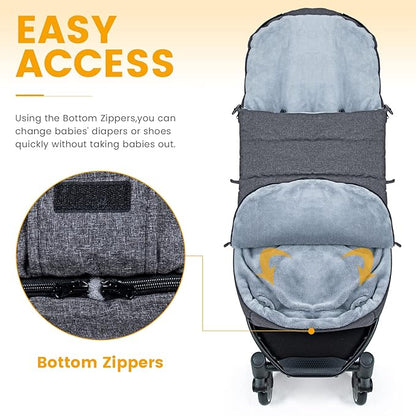 Orzbow Warm Bunting Bag Universal, Stroller Sleeping Bag Cold Weather,Waterproof Toddler Footmuff (Dark Grey)