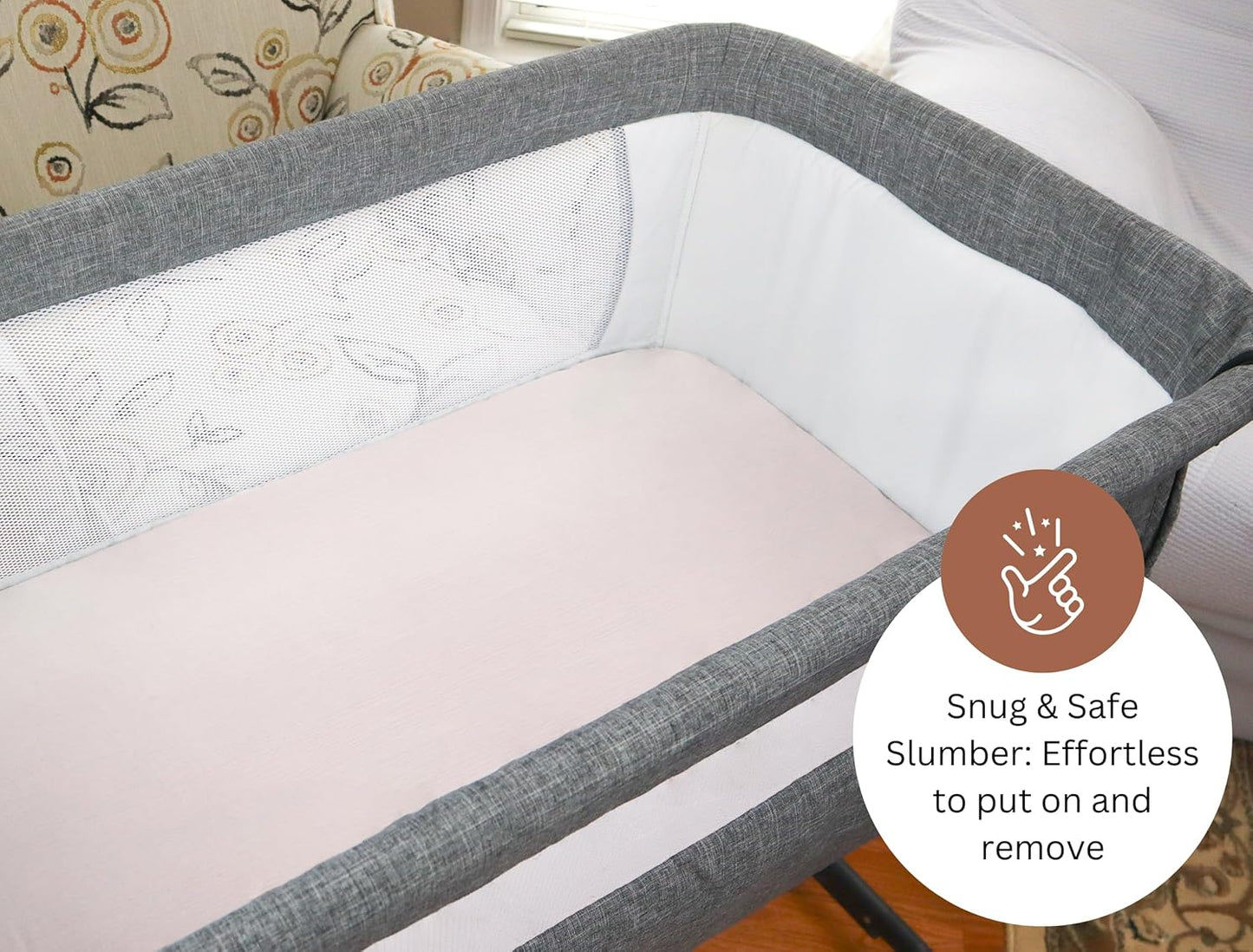 Muslin Bassinet Sheets for Angelbliss, Cowiewie, Amke, Jimglo, Suihuooo, Wayfong Baby Bassinet Bedside Sleeper by TansyPanda, 3PC, 20×33in, Ultra Soft, Breathable, Snug Fit, Unisex Boys Girls, Maadi
