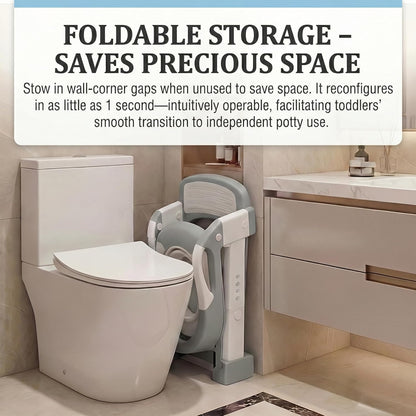 Potty Training Seat - 2026 Upgraded 3-in-1 Foldable Potty Chair with Adjustable Step Stool, Removable Cushion & Splash Guard, Portable Potty Training Toilet for Toddler Boys and Girls (Cyan)