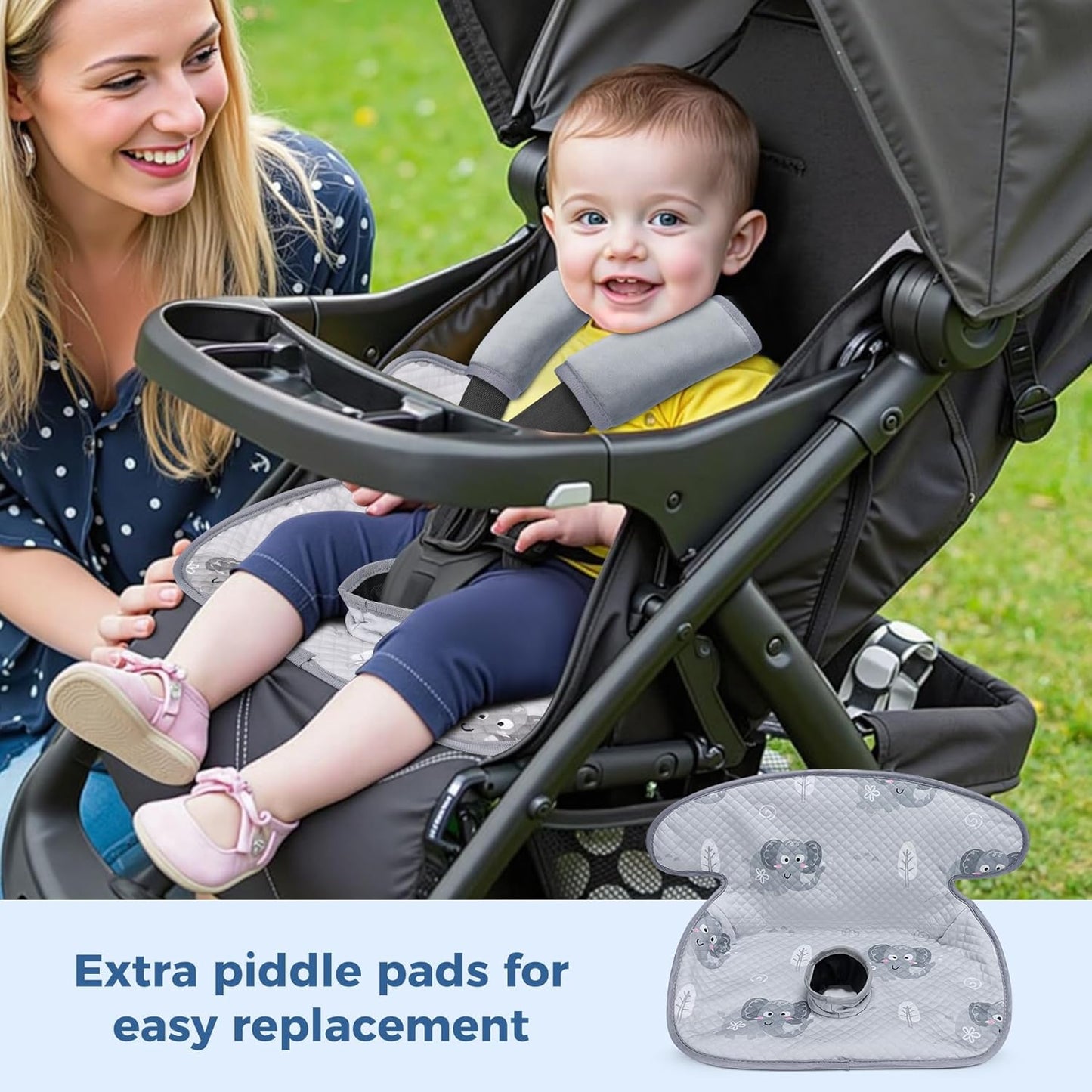 COOLBEBE Car Seat Protector for Potty Training, 2 Pack Dry Waterproof Car Seat Liner Toilet Training & Strap Covers Set for Baby Infant Toddler, Piddle Pads Cover Pad for Strollers, Carseat (Black)