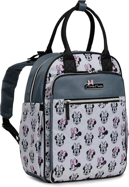 Disney Diaper Bag Backpack with Changing Pad Minnie Mouse – 16” Nylon Baby Bag for Parents, Insulated Bottle Holders, Multiple Storage Pockets
