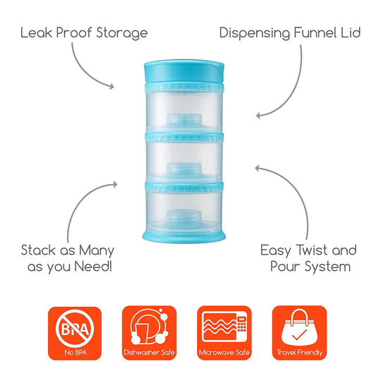 Innobaby Packin' Smart Stackable and Portable Storage System for Formula, Liquid, Baby Snacks and More. 3 Stackable Cups in Strawberry. BPA Free., 12 Ounce