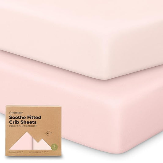 KeaBabies 2-Pack Organic Crib Sheets for Boys, Girls - 52x28 Fitted Crib Mattress Sheet Neutral, Breathable Jersey Cotton Cover for Baby Bed, Toddler Mattress, Soft & Cute Prints (Mist Rose)