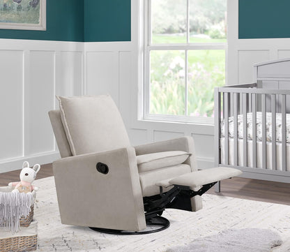 Oxford Baby Uptown Upholstered Glider Recliner Rocking Chair 360° Swivel for Nursery and Living Room - Boucle White